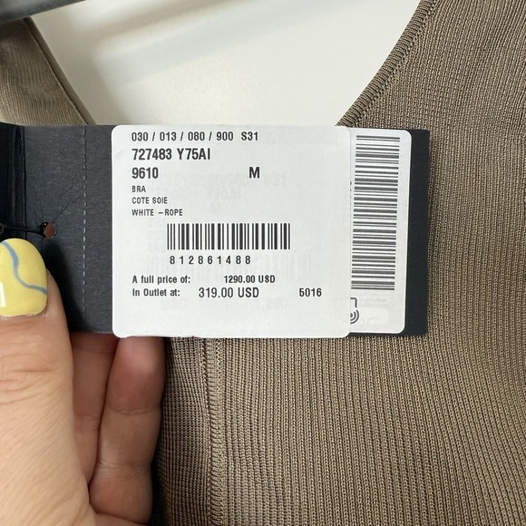 SAINT LAURENT NEW Ribbed Cropped Tank Top Bralette 100% Silk Size Medium $1290 - Picture 7 of 8